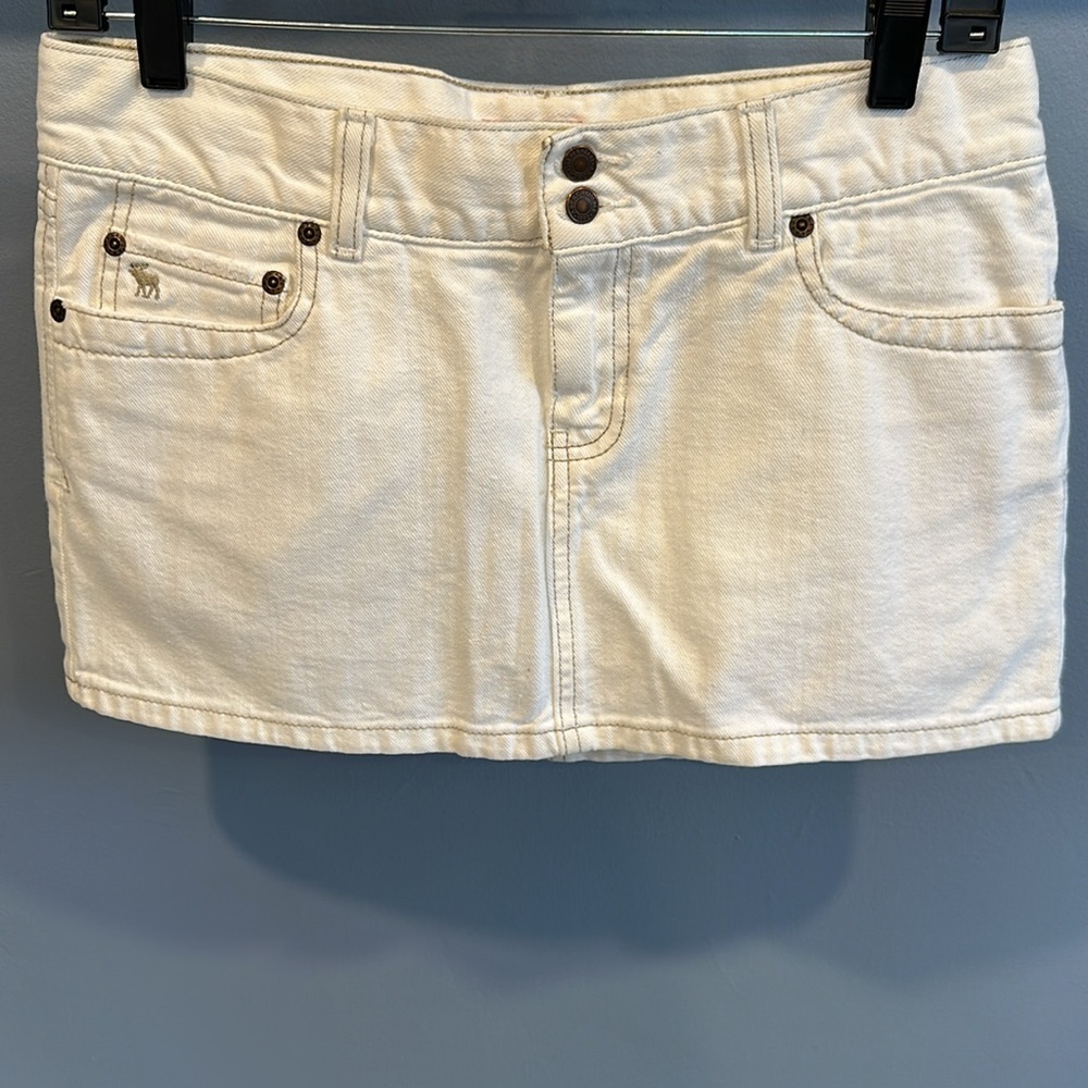 Vintage Abercrombie & Fitch White Denim Mini Skirt Size:4